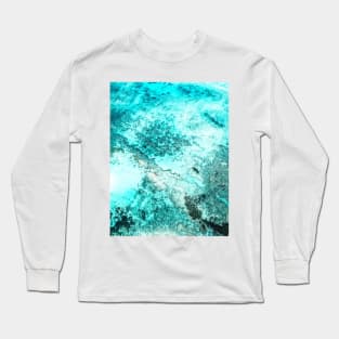 modern abstract aqua blue texture  teal turquoise Long Sleeve T-Shirt